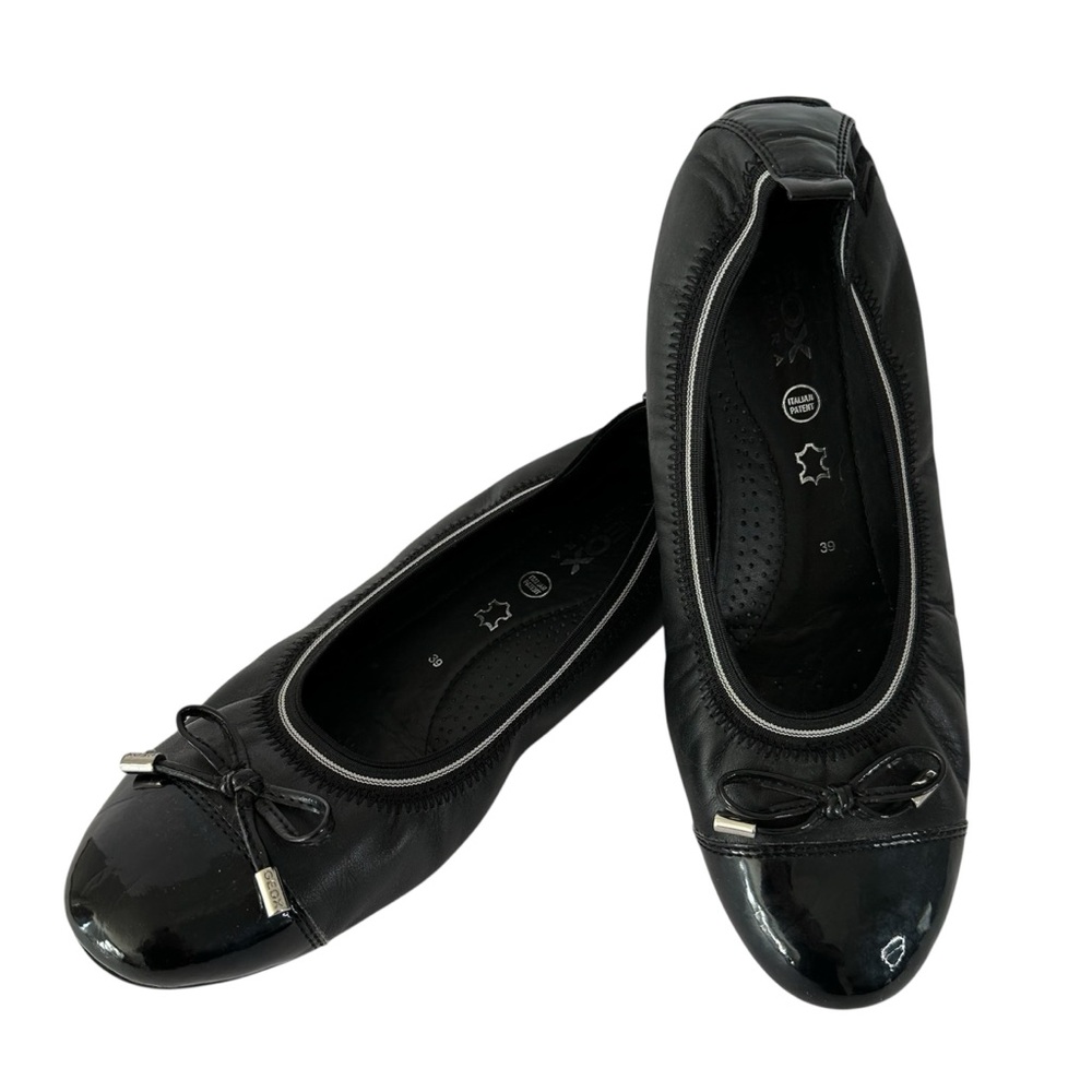 Geox Black Ballet Flats Patent Toe Size 39